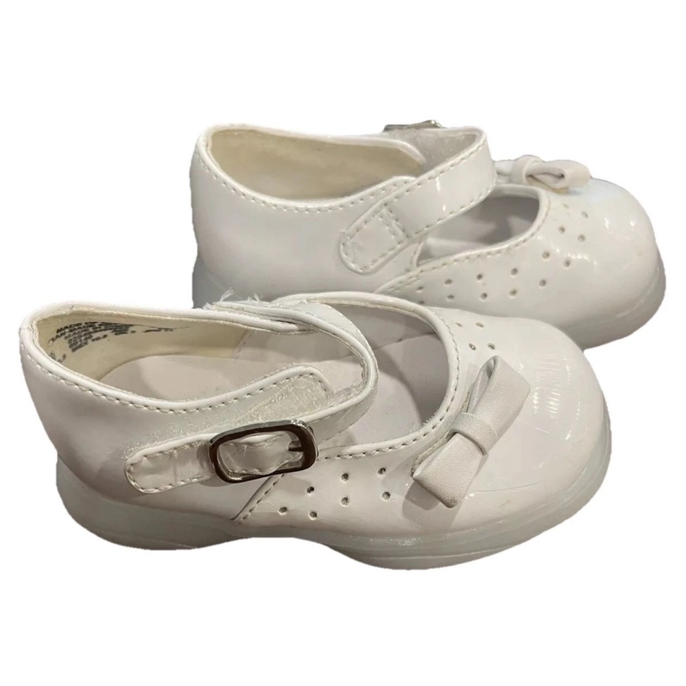 VTG 90s Smart Steps little girl white patent vinyl‎ Mary Jane shoes size 3.5W
